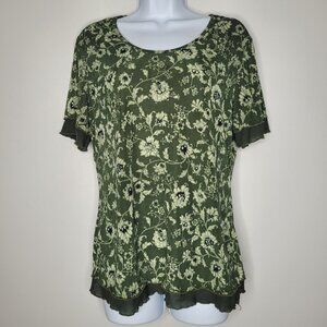 Vintage 90s y2k green grunge fairy witchy goblincore moody short sleeve top L